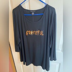 Robert Louis Black Long Sleeve Top with Grateful Design
